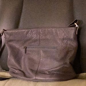 Gray  pebbled leather pocketbook: from Italy